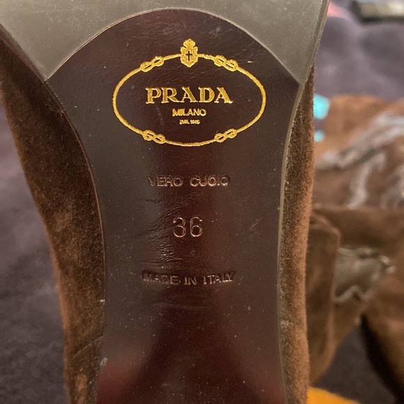 PRADA brown suede knee high boots gently used size EU 36 US 6 - Picture 7 of 16